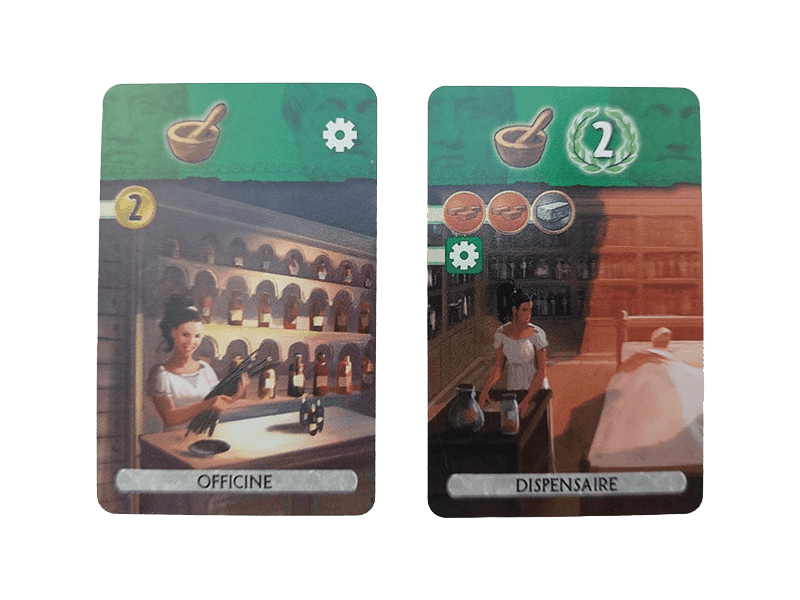 7 Wonders duel - cartes officine et dispensaire